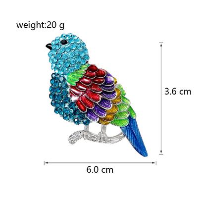 Moda Femminile Cristallo Arcobaleno Spille Simpatico Uccellino Per Donne Lusso Colore Argento Lega Spilla Animale Spille di Sicurezza