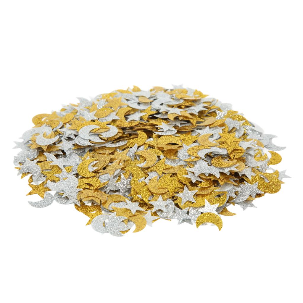 2 Bags Flash Moon and Star Confetti Hand Crafted Plastic Star Moon Confetti Simple Generous Color