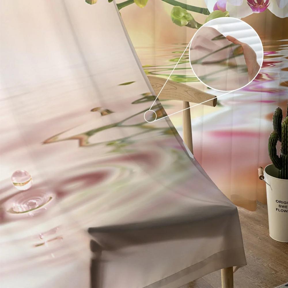 Wasserorchideen-Blumenpflanze, Tüll-Vorhänge für Wohnzimmerdekoration, Fenstervorhang für Schlafzimmer, Voile-Organza-Vorhänge