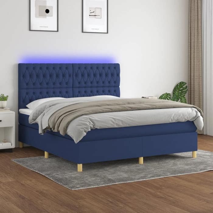 VidaXL Sommier à Lattes de Lit avec Matelas et LED, Lit Rembourré, Lit Double, Lit Adulte de Chambre à Coucher Intérieur, 3135691
