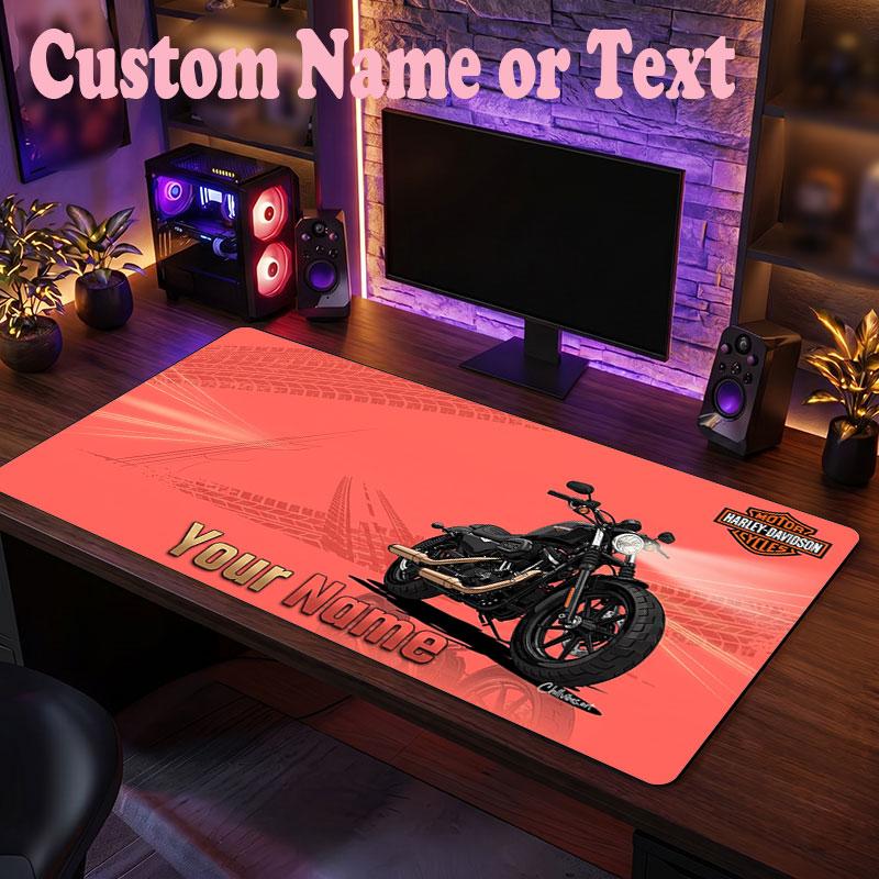 Harley-Davidson Customized Name Text Mouse Pad, Large Desk Mouse Mat Personalized Home Office Present