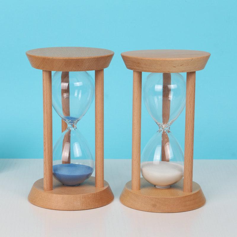 Seven-Color Sand Solid Wood 30-Minute Drop-Proof Hourglass Timer for Kids: Study & Gift