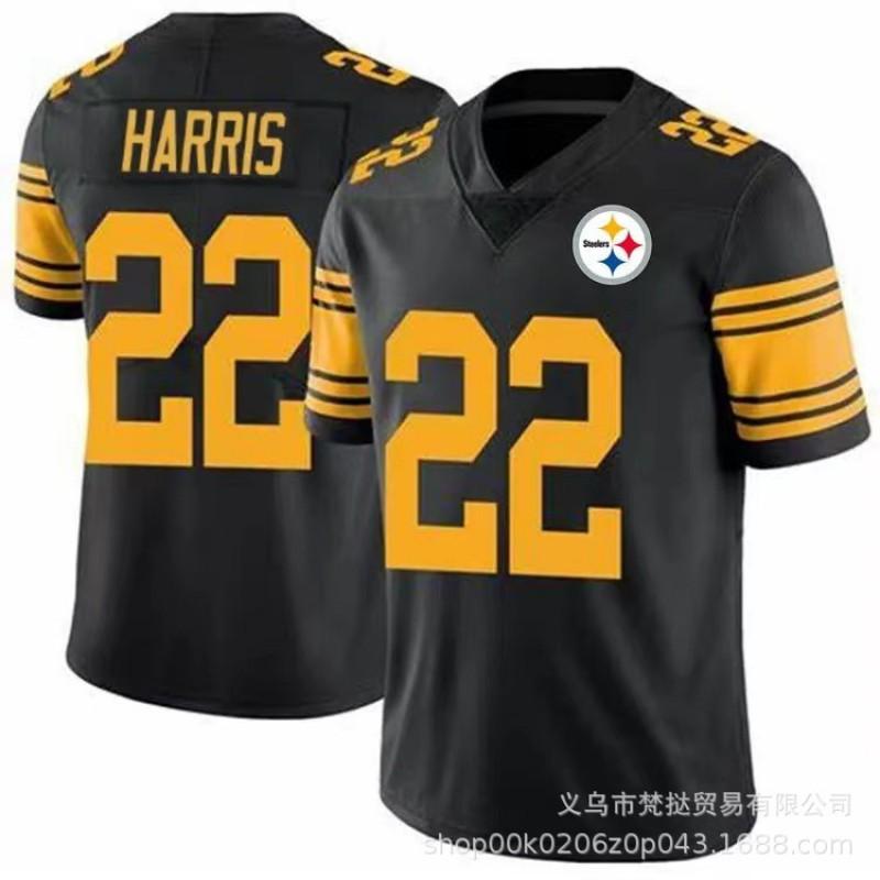 Camiseta de Fútbol Americano NFL Pittsburgh Steelers para Hombre y Mujer Manga Corta Algodón Cuello en V Ropa Deportiva de Equipo