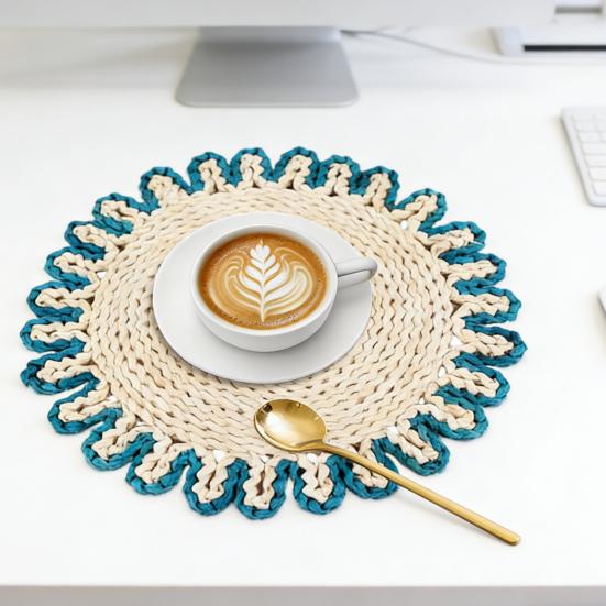 Wiederverwendbare Tischunterlage Hitzebeständige Isoliermatte Japanische Handgefertigte Blumenförmige Maiskolben-Tischmatte für Esstisch Rutschfest Fleckenabweisend Untersetzer