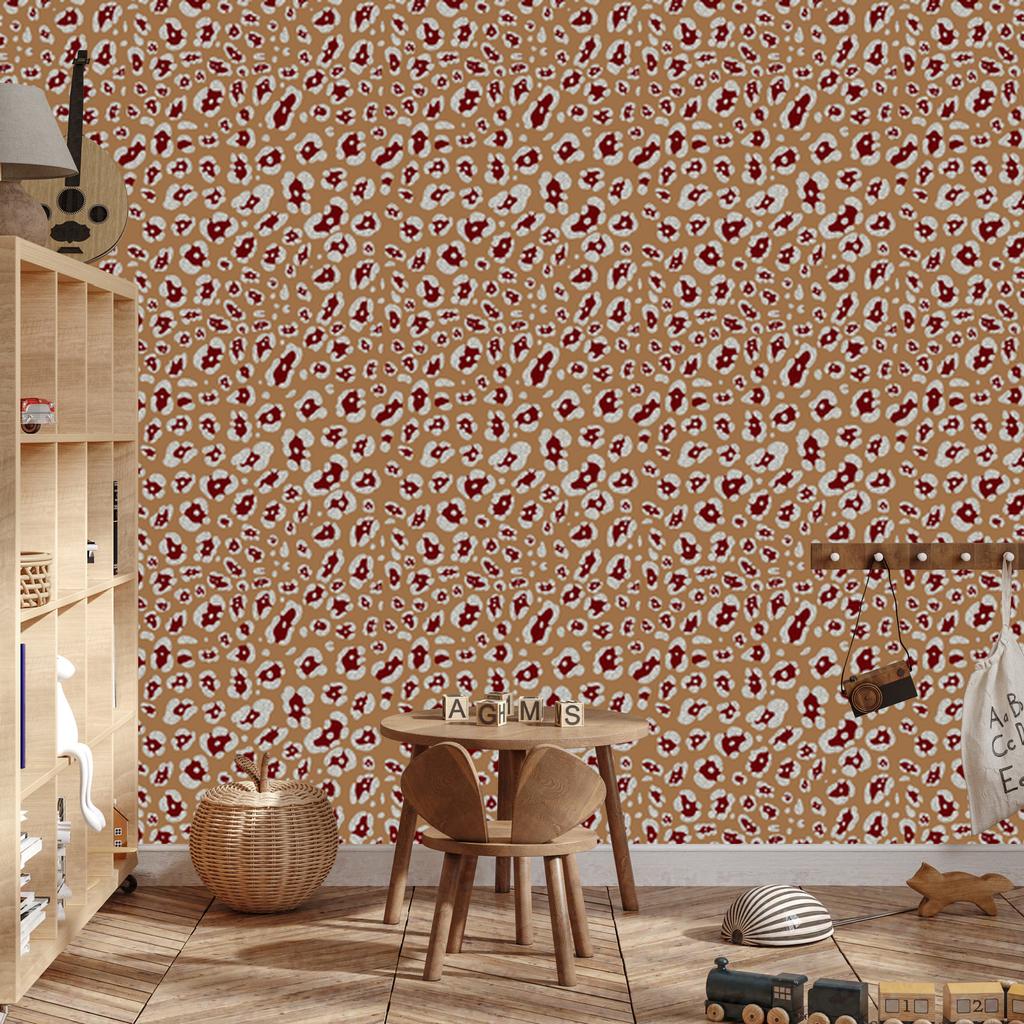 Red Velvet Leather Wallpaper Gold and Beige for Living Room and Bedroom 50x1000