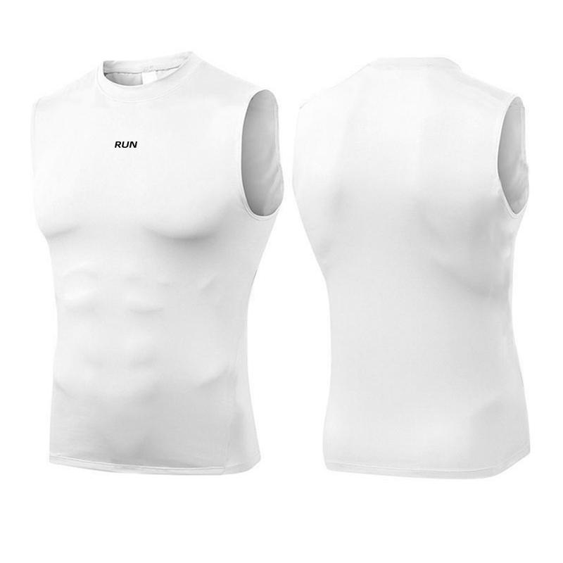 

Muscleguys Compression Tight Gym Running Summer Casual Breathable Fitness Quick Dry Mens Bodybuilding Fitness Workout Sleeveless Shirts XXL белый