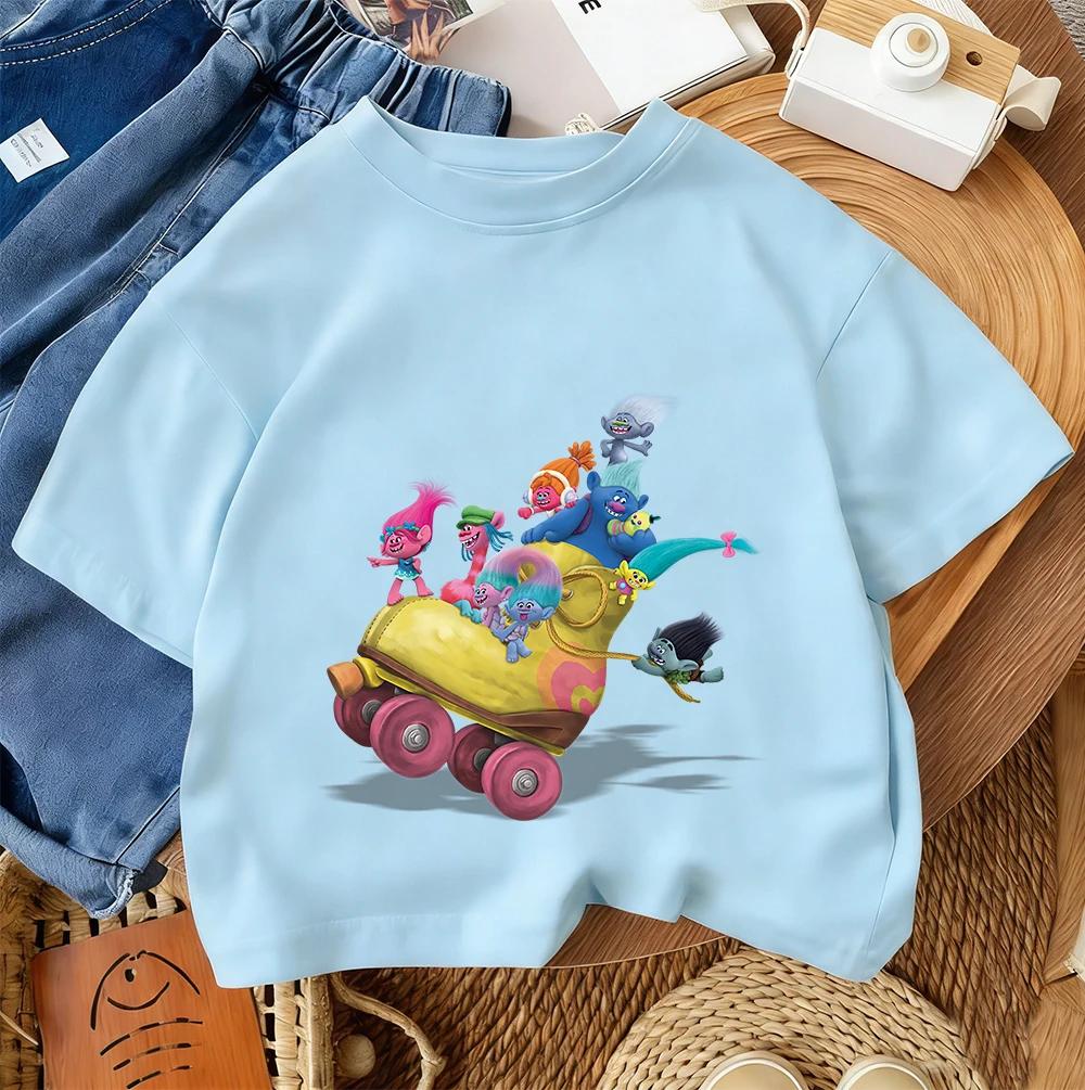 Summer Children's T-Shirt, Troll Fashion Print, Casual Street Style