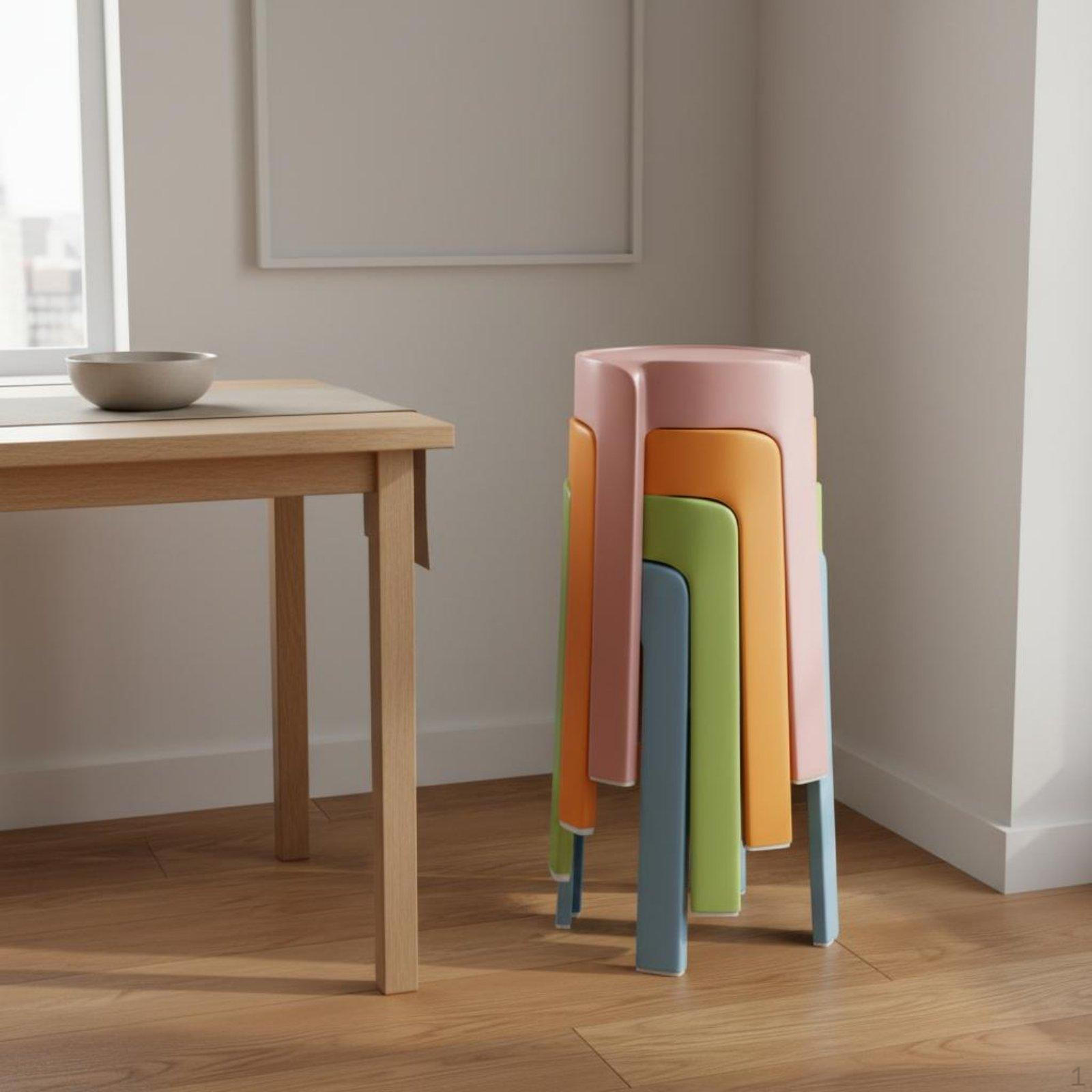 Hocker platzsparend stapelbar robust für Familien, Hausbesitzer 4er-Pack Macaron 4 PACK gray