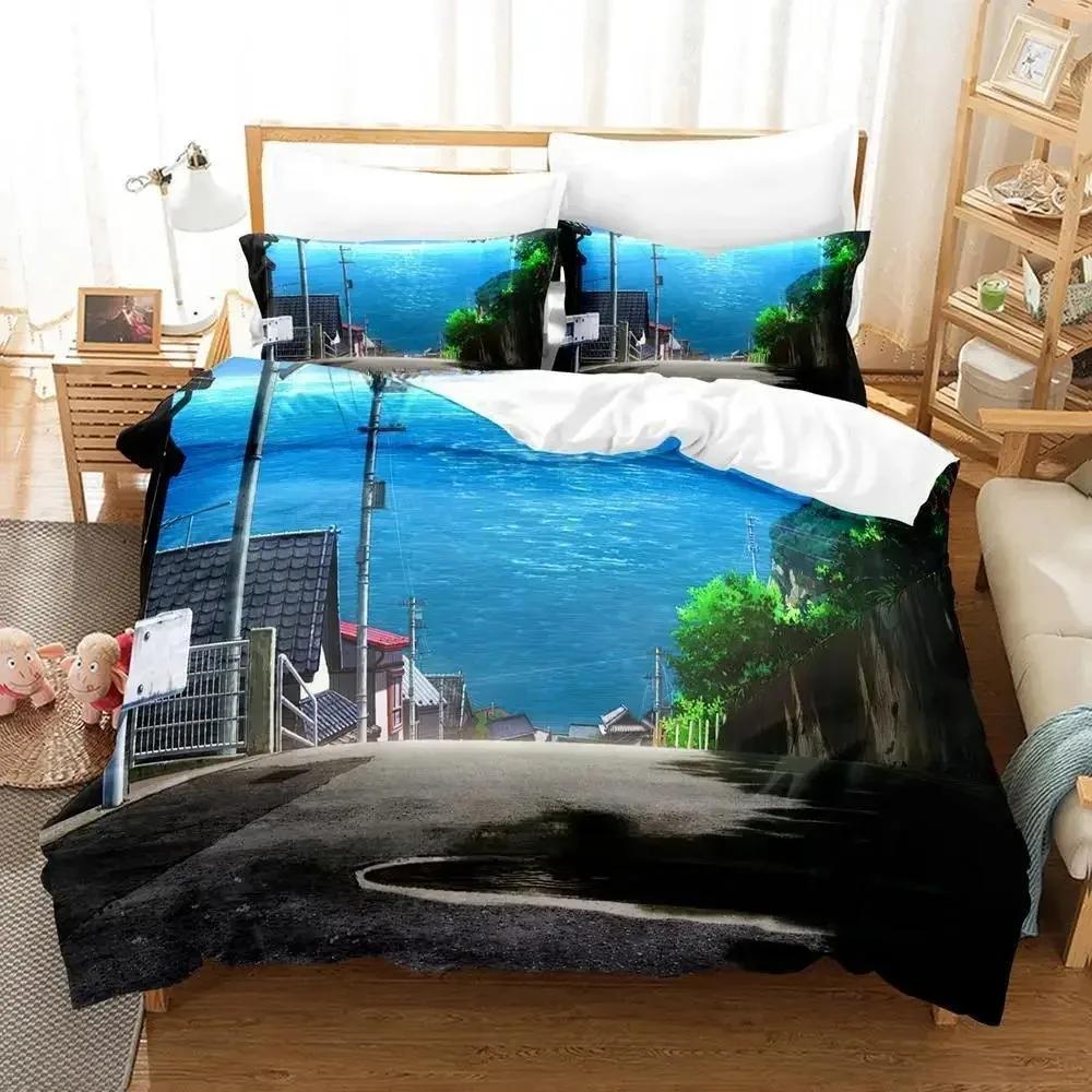 

Новый летний комплект постельного белья Summer Time Rendering, мультяшный аниме, трехпредметный комплект, для взрослых и детей, для спальни, комплекты пододеяльников, 3D, кавайный, для девочек, полуторный комплект 70x133cm