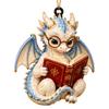 Whimsical Dragon Decor for Bookshelf Bookish Ornament, Fantasy Book Dragons Christmas Hanging Unique Acrylic Ornament Decoration, Gothic Pendant,