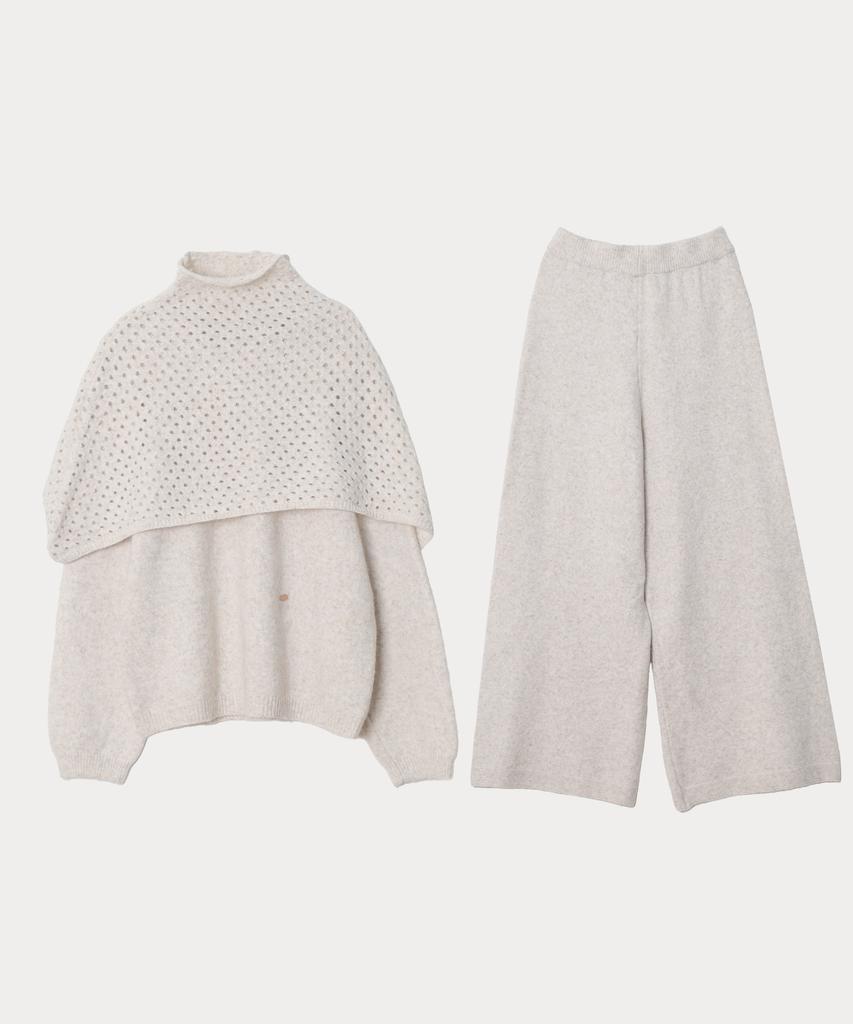MAISONLEHAR Floating Knit Set (Round Neck Knit + Pants + Neck Warmer) 4 Colors