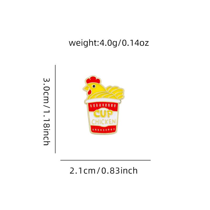 Drip Oil Zinc Alloy Cute Fried Chicken Bucket Brooch, Chicken Shape Enamel Badge, Decorative Lapel Pin for Backpack Clothes Decoration
