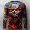 Tricou cu Mânecă Lungă pentru Bărbați Imprimeu 3D Craniu Horror Pădure Castel Gotic Halloween Gât Rotund Topuri Streetwear