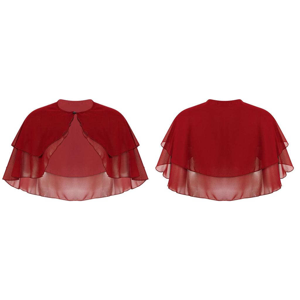 Women Elegant Chiffon Shawl Cape Ruffle Wraps Bolero Dress Accessory for Party Wedding