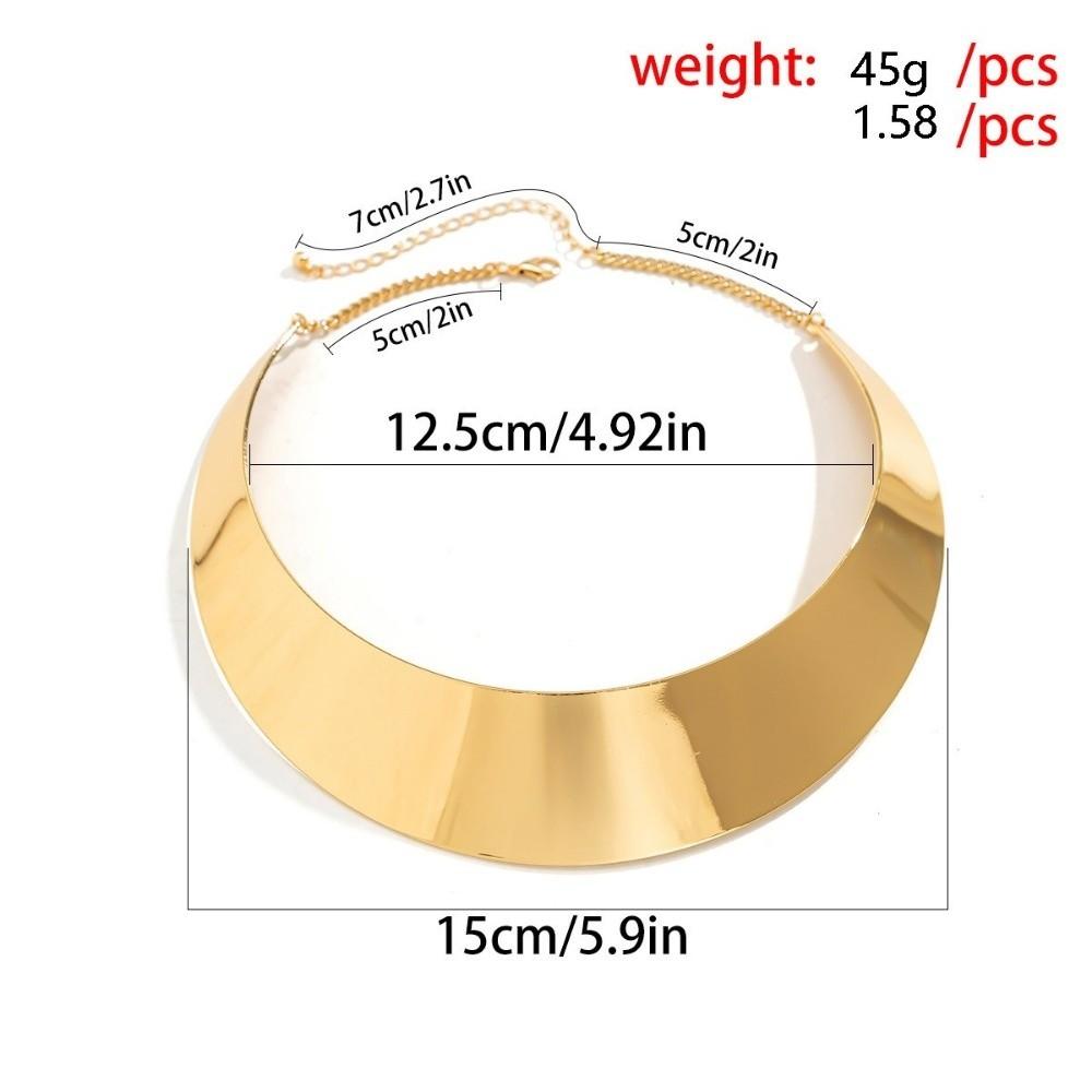 Exaggerated Choker Necklace Plated Golden Wide Collar NeckChain Jewelry Accessories