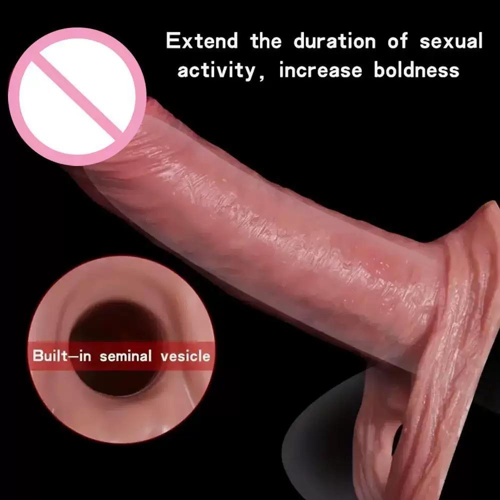 Real Veins Soft Penis Sleeve Penis Extender Liquid Silicone Condoms Delay Ejaculation Sex Toys For Men Dick Enlargement Longer