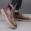 Fashion Leather Shoes Men's Soft-soled Casual Cotton Shoes Plus Velvet Non-slip British Style Leather Boots 2025 New Winter Men's Shoes