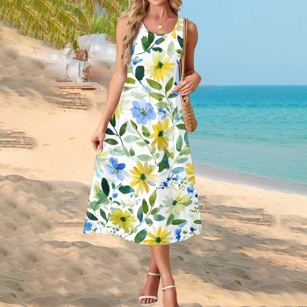 Womens Maxi Dress Boho Maxi Dress Floral Maxi Dress Long Dresses for Women Sleeveless Summer Maxi Dress Casual Style