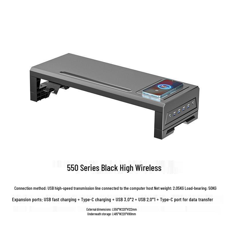 Multifunctional USB Monitor Riser Stand & Desktop Organizer