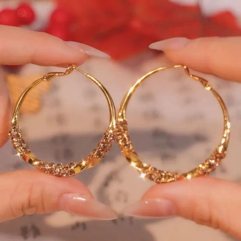 European And American Micro-rhinestone Large Hoop Earrings, Exaggerated Design, Unique Personality, , Heavy-duty Hoop Earrings For Women