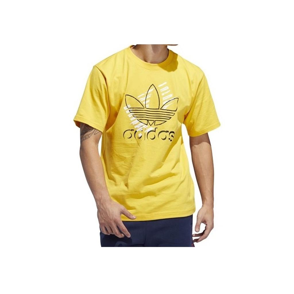 Adidas Originals Trefoil Art Logo Print Tee Men Tops Yellow DV3280