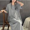 Loose-fitting Large-sized Women's Round-neck Short-sleeved T-shirt Dress, Long Laid-back Style Dress, Knee-length Sleeping Dress