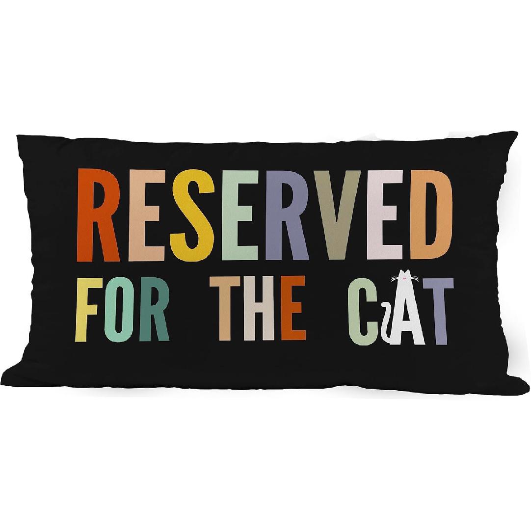 Yellow Vintage cat Throw Pillow Covers 18x18 inch, Cute Anime cat Pillowcase Kitty Lover,Cat Lover Gifts, Funny Cat Pillow Cover, Cat Mom Gifts for 01black