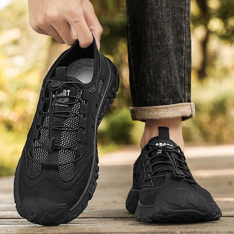New Men's Casual Shoes Outdoor Mesh Hiking Shoes Summer Breathable Sports Running Shoes Non-slip Hard-Wearing Work Footwear