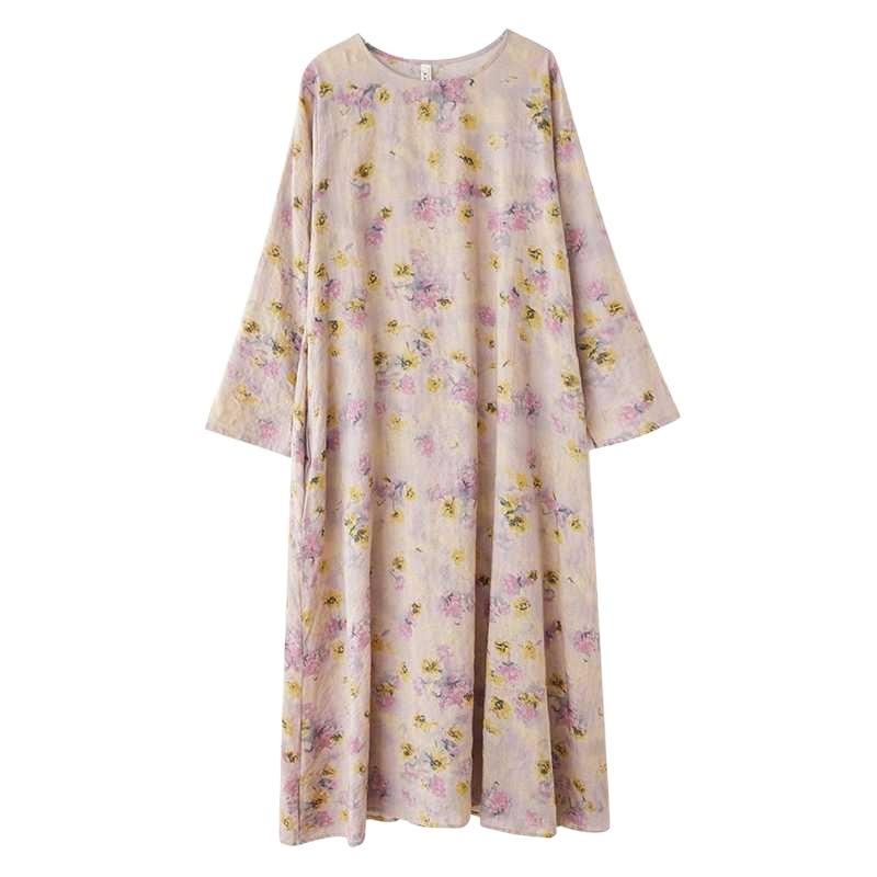 Round-neck Large-sized Long-sleeved Dress