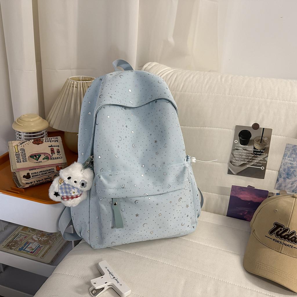 Schoolbag Korean Star Moon School Bag Female Junior High School Student Youth Girl Style High Value Campus Lightweight Simple Backpack