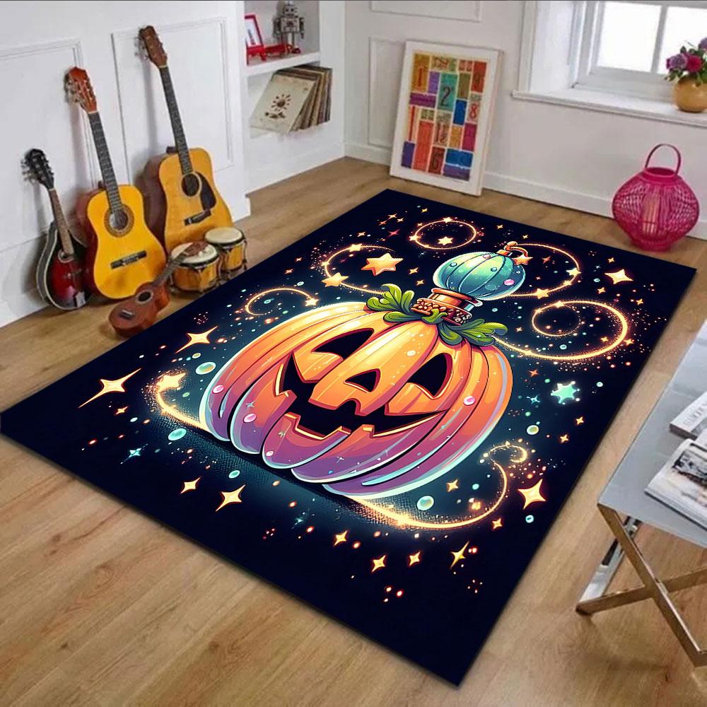 Enchanted Pumpkin Magic Patterned Carpet, Non Slip Mat Suitable for Living Room and Bedroom Sofas