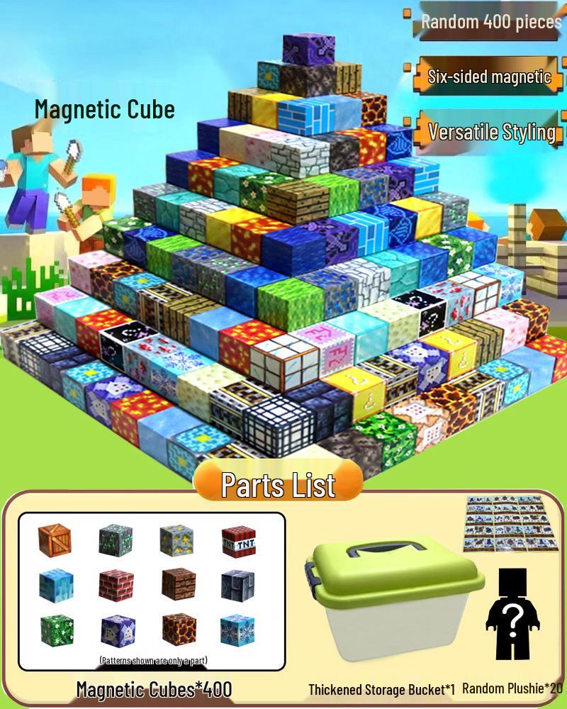 Magnetic Cube Building Blocks: Creative World for Kids - Gift Set with Storage Bucket
