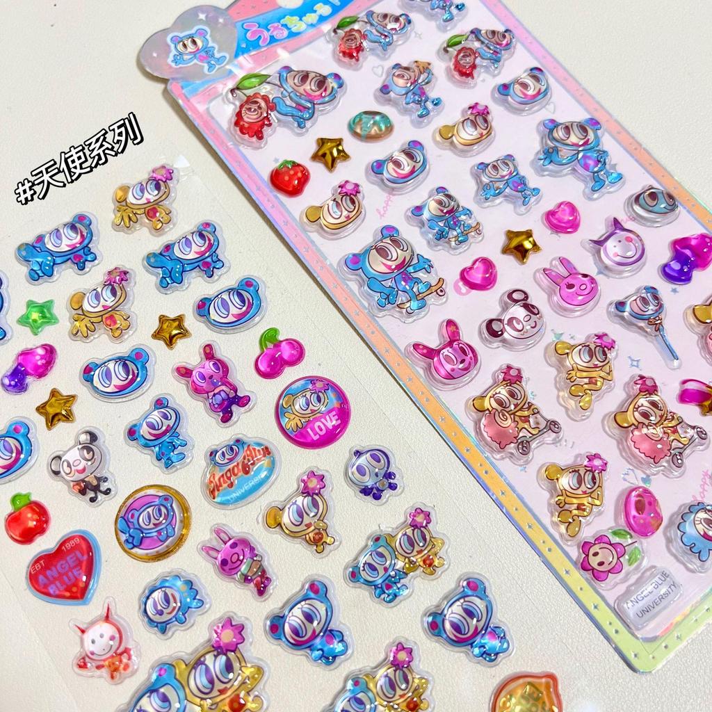 3D Angel Blue Disney Stickers: Japanese Embossed Collection for Kids, Girls, and Student Decoration