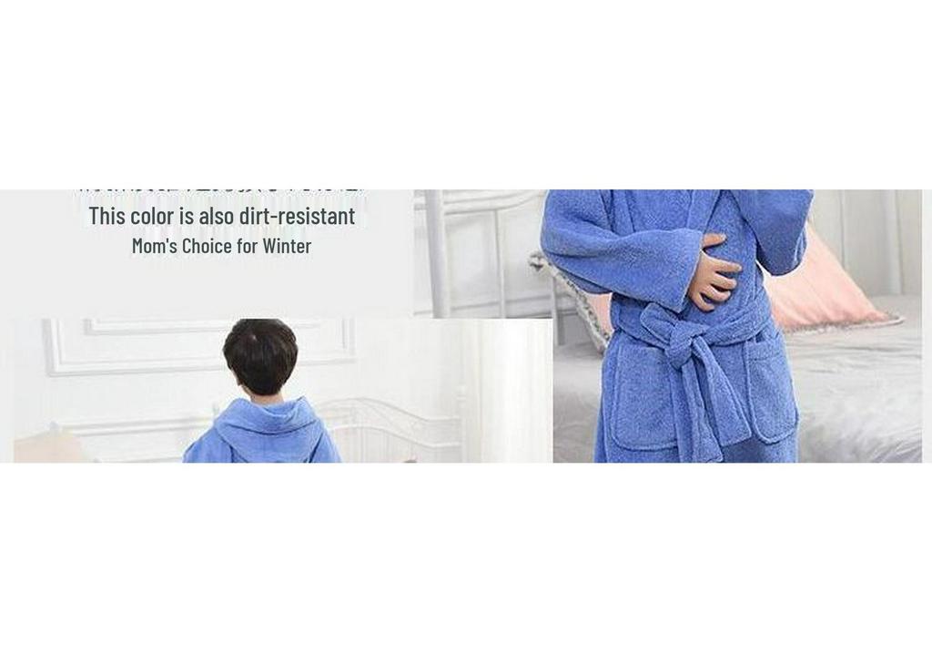 Girls' Hooded Cotton Bath Robe - Thick, Absorbent Toweling for Autumn/Winter Swimming & Sleeping