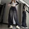 JYL Couples Jeans American Wasteland Style Vintage Straight Loose Casual Versatile Denim