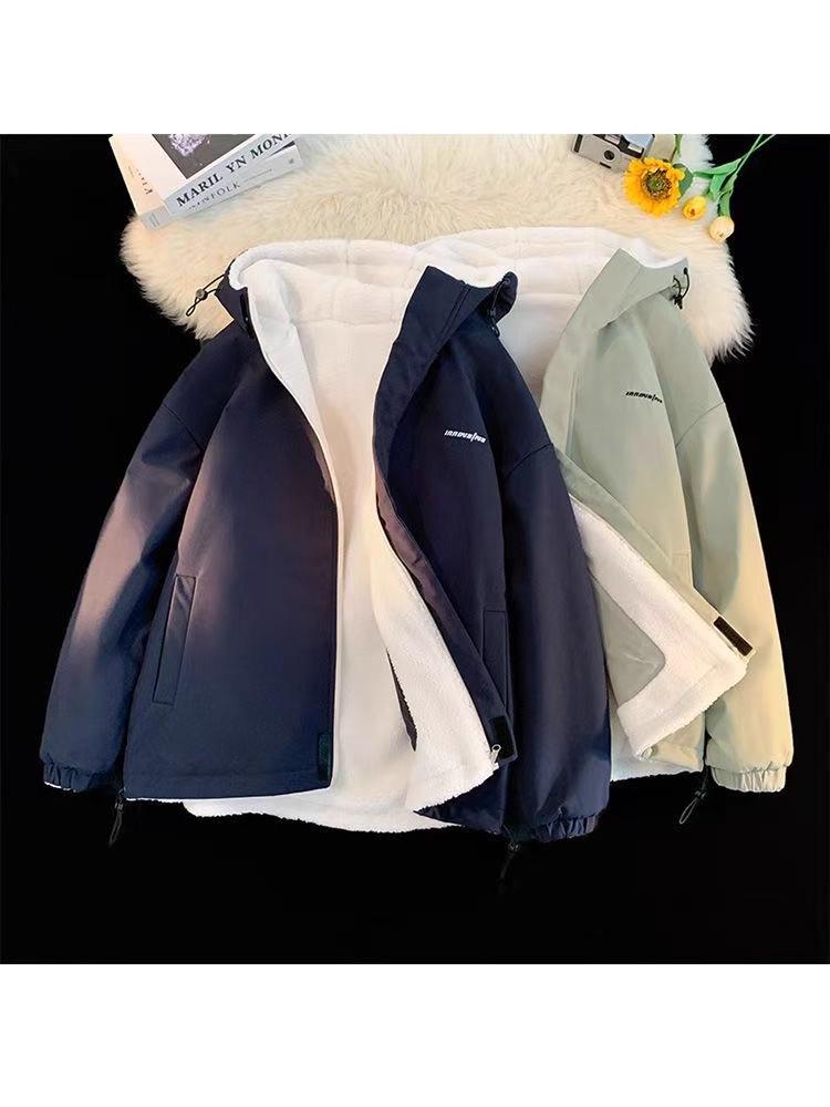 Men's Trendy Cotton Jacket with Lamb Fleece - 2025 New Fall/Winter Double-Sided Thickened Coat