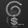 Exaggerated US Dollar Sign Hip Hop Necklace with Diamond Inlays - Trendy Alloy Pendant for Men