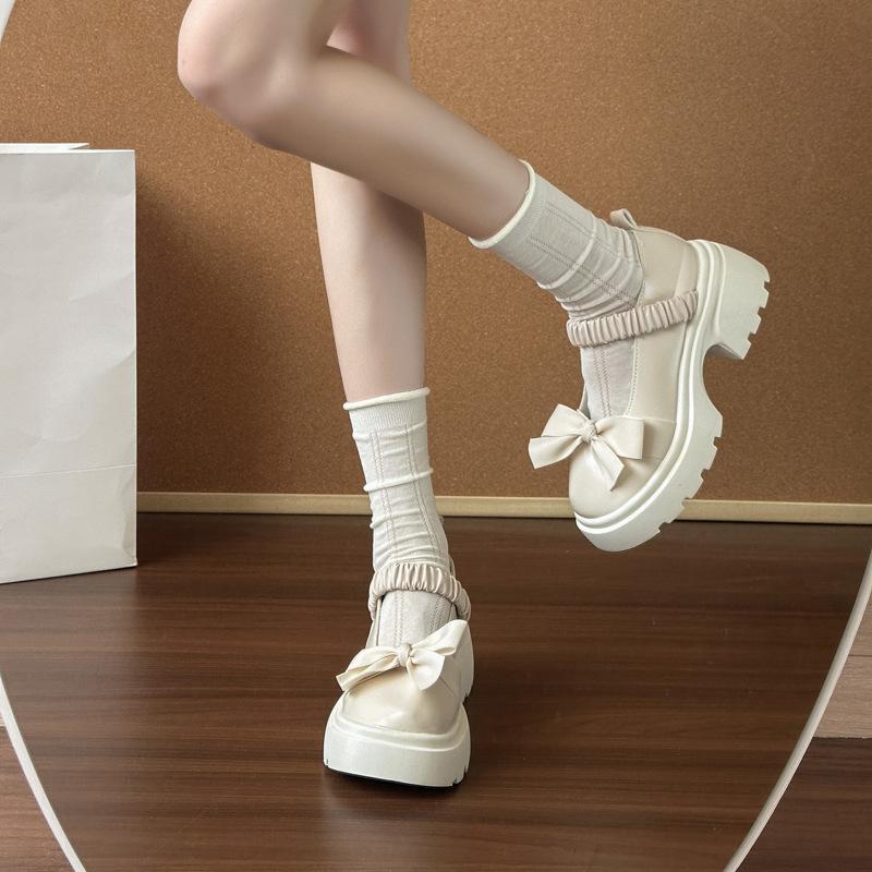 British Style Loafers Small Leather Shoes 2025 Spring New Thick-soled Muffin Sole Thick Heel Single Shoes Women's One-pedal Loafers