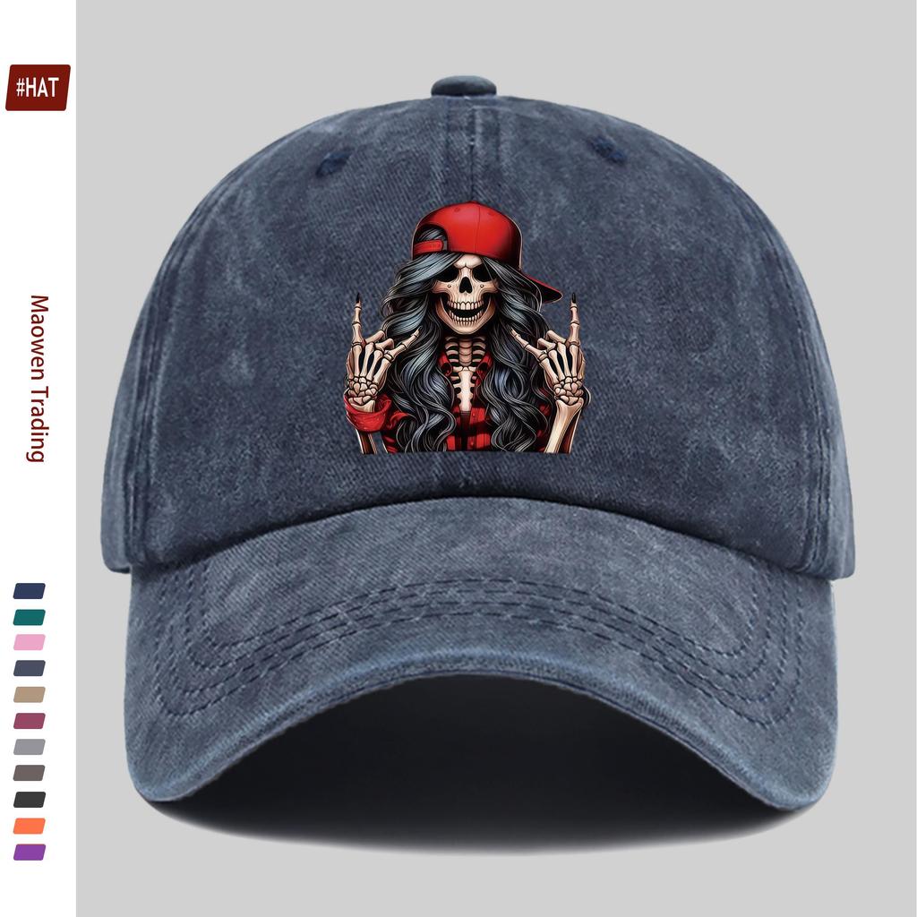 Pc Fashion Creative Rock Skull Pattern Printed Baseball Cap Street HipHop Style Decor Hat Truck Driver Papa Cap Comfortable