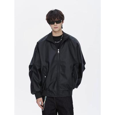 Spring and Autumn Pu Handsome Coat Men's Ins High Street Fashion Brand Hong Kong Style Japanese Harajuku Style Korean Style Trendy Loose Jacket