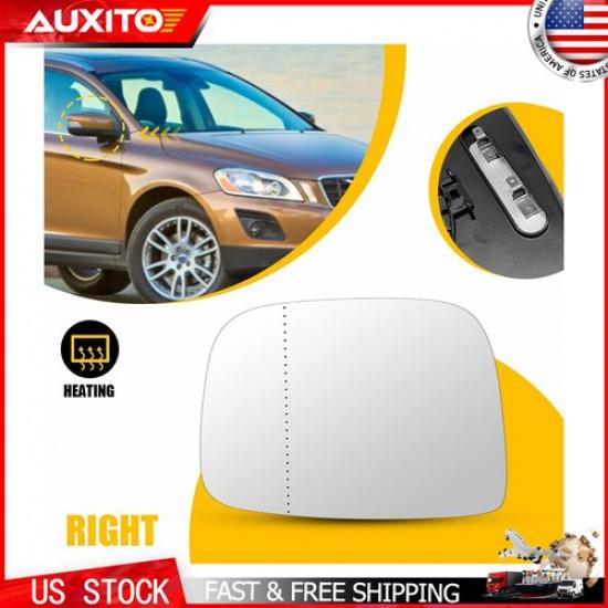 Heated Mirror Glass Passenger Right Side for Volvo XC60 2010-17 w/Backing Plate