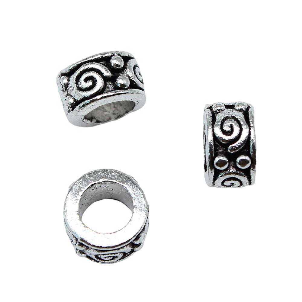 Multi Color Spacer Beads Ornate Metal Big Hole Beads For Jewelry Projects