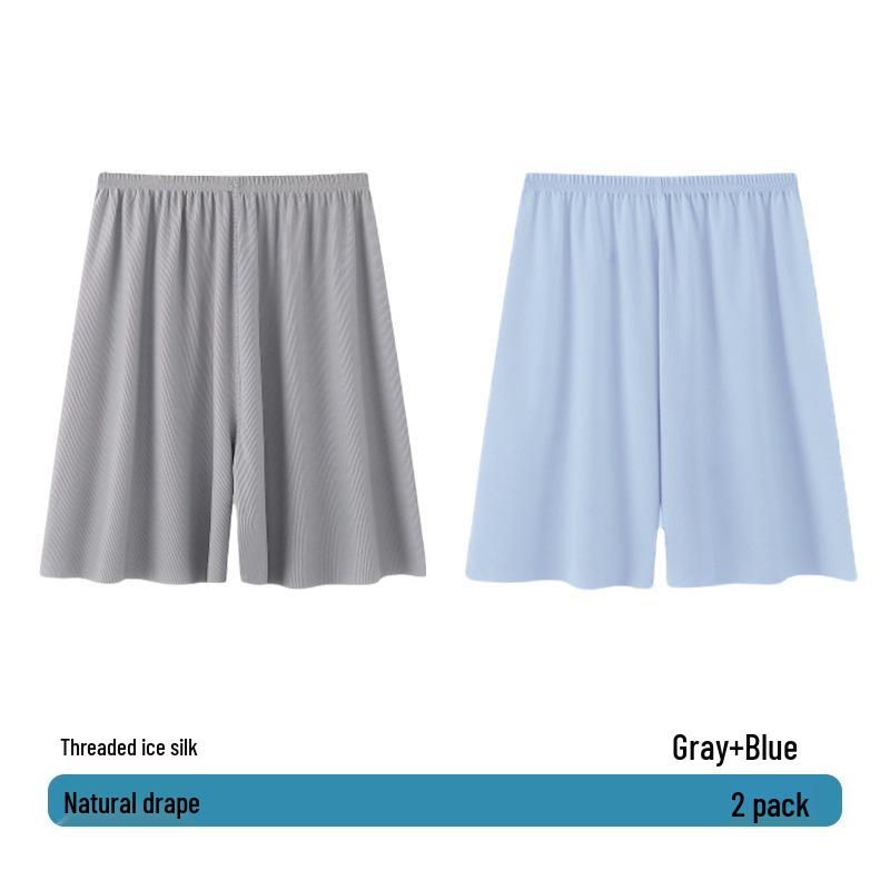 Men's Summer Ice Silk Pajama Pants, Plus Size, Lightweight, Loose-Fit, Five-Point Shorts