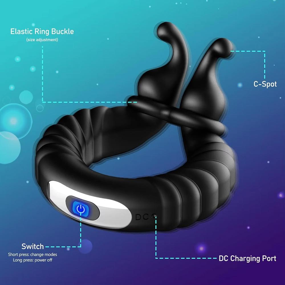 Rechargeable Vibrating Penis Cock Ring Clit Vibrator Sex Toy for Men Couples