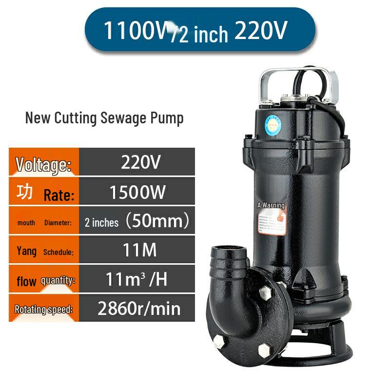 220V Submersible Sewage Pump with Blade for Septic Tanks & Biogas Digesters