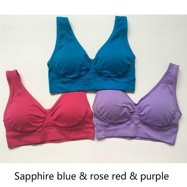 3pcs Women's Sports Bra Wirefree Yoga Bras Tank Top High Intensity Push Up Large Size S~6XL