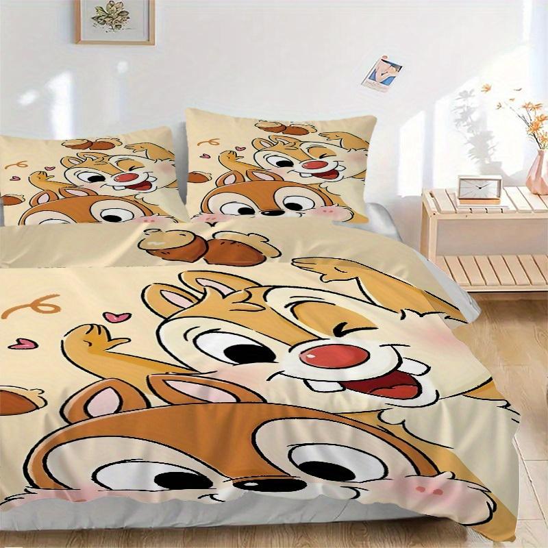 3pcs Set Chip & Dale1pc of Quilt Cover+2pcs of Pillowcase, No Core, Print Bedding, All Seasons Bedroom Setting006