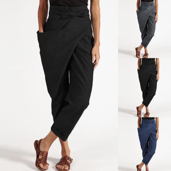 Damenhosen Unregelmäßige Taschen Streetwear Einfarbig Hohe Taille Cropped Hosen für Dates