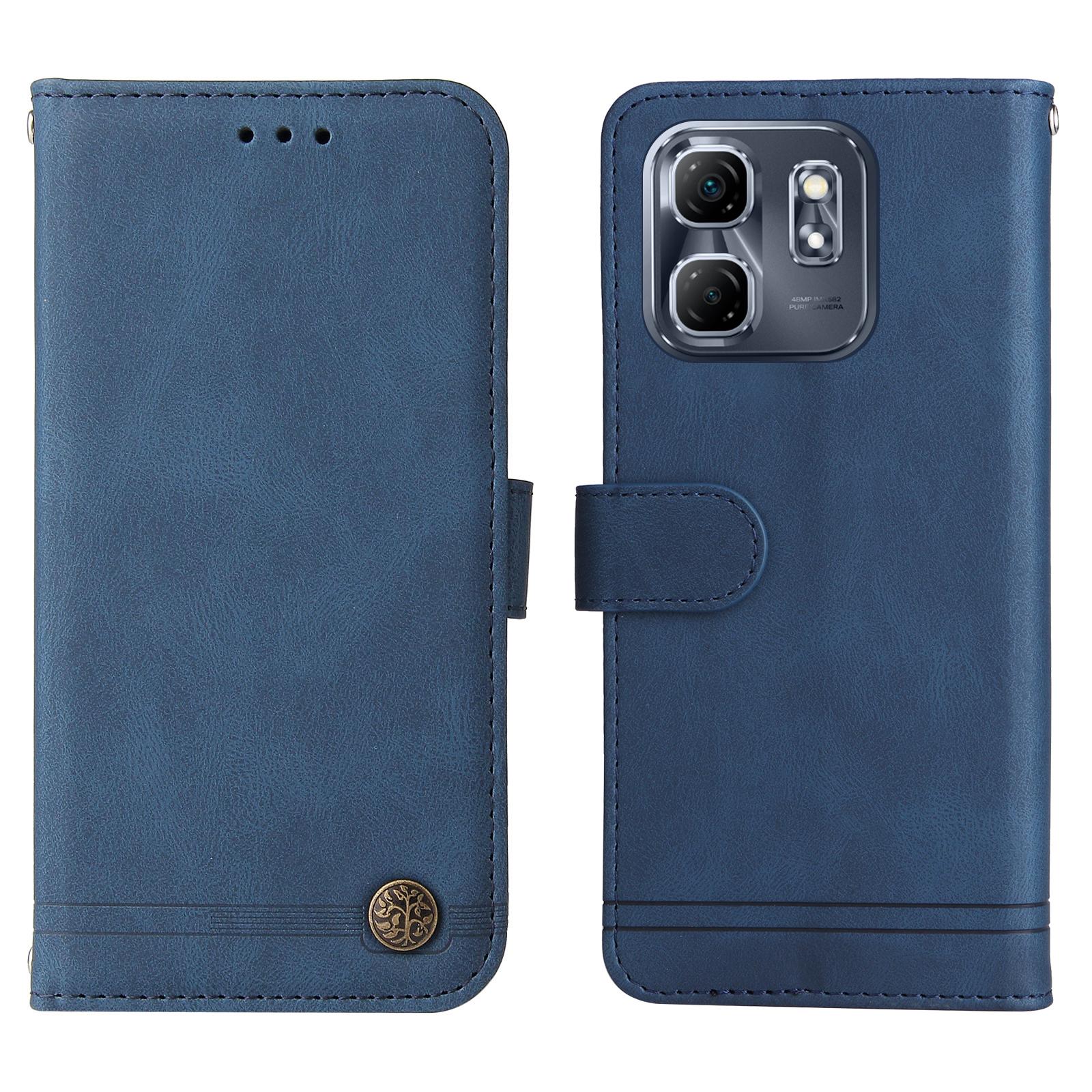 

For Infinix Hot 50i 4G/Smart 9 4G Leather Wallet Cases Skin Touch Phone Cover Stand with Strap Blue