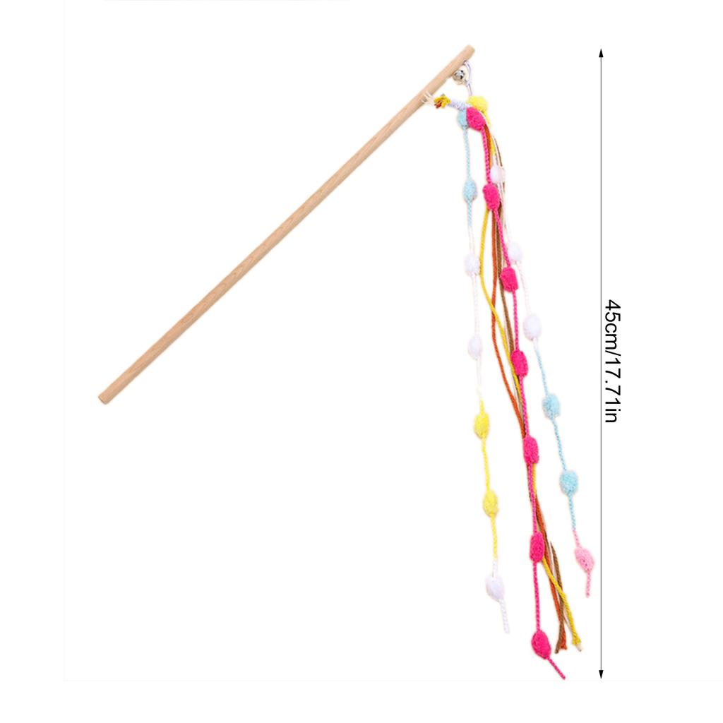 Colorful Ball Cat Teaser Wand With Bell Long Handle Interactive Toy For Kittens Safe Chew Proof Biting Play